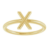 14K Gold Initial X Ring - Yellow Gold - view 3