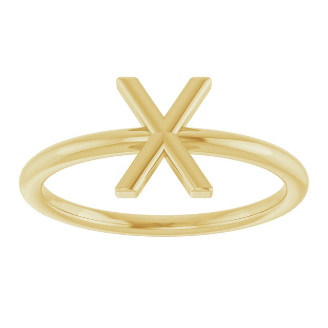 14K Gold Initial X Ring - Yellow Gold - view 3