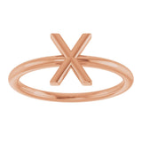 14K Gold Initial X Ring - Rose Gold - view 3