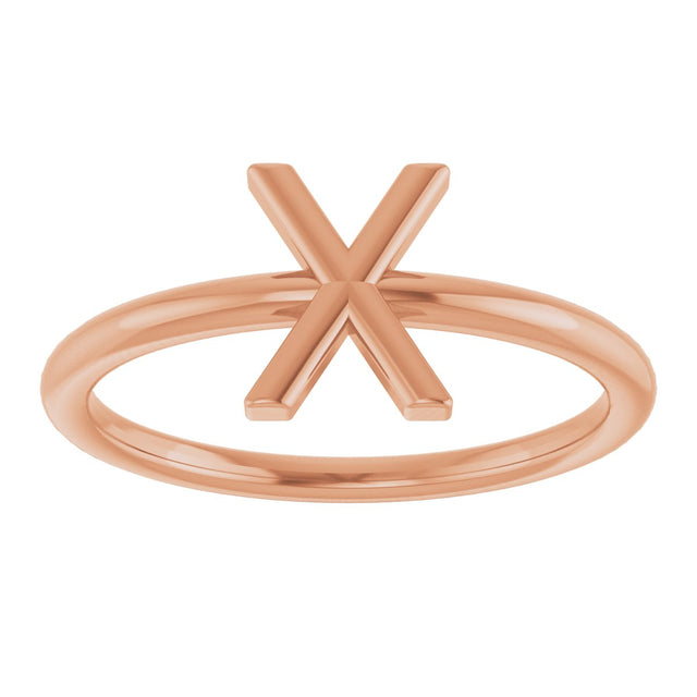 14K Gold Initial X Ring - Rose Gold - view 3