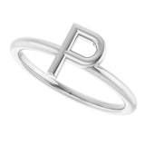 14K Gold Initial P Ring - White Gold - view 5