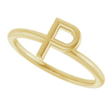 14K Gold Initial P Ring - Yellow Gold - view 5