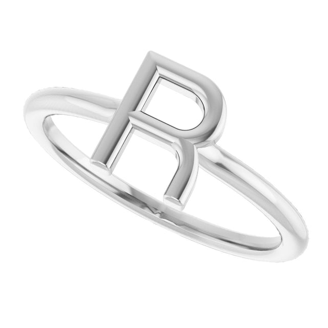 14K Gold Initial Ring - White Gold - view 5