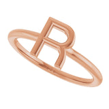 14K Gold Initial Ring - Rose Gold - view 5