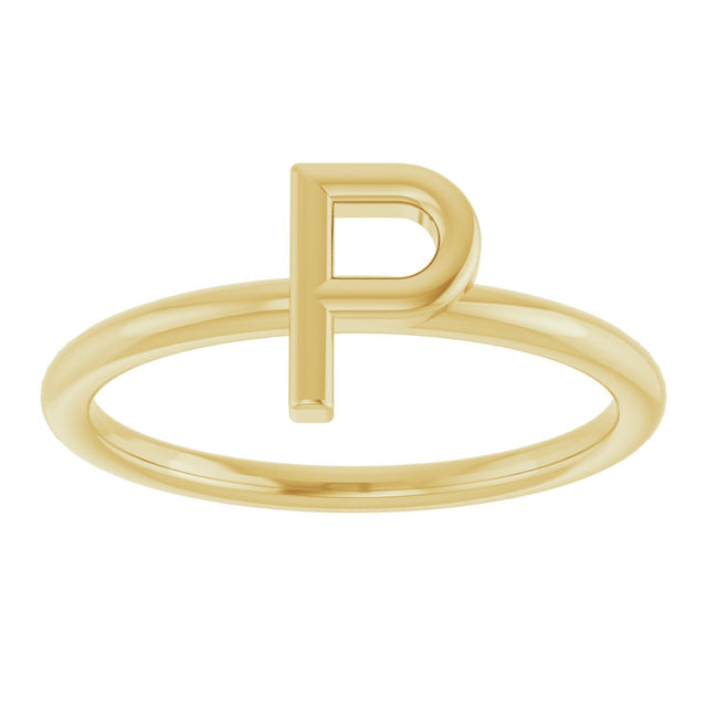 14K Gold Initial P Ring - Yellow Gold - view 3