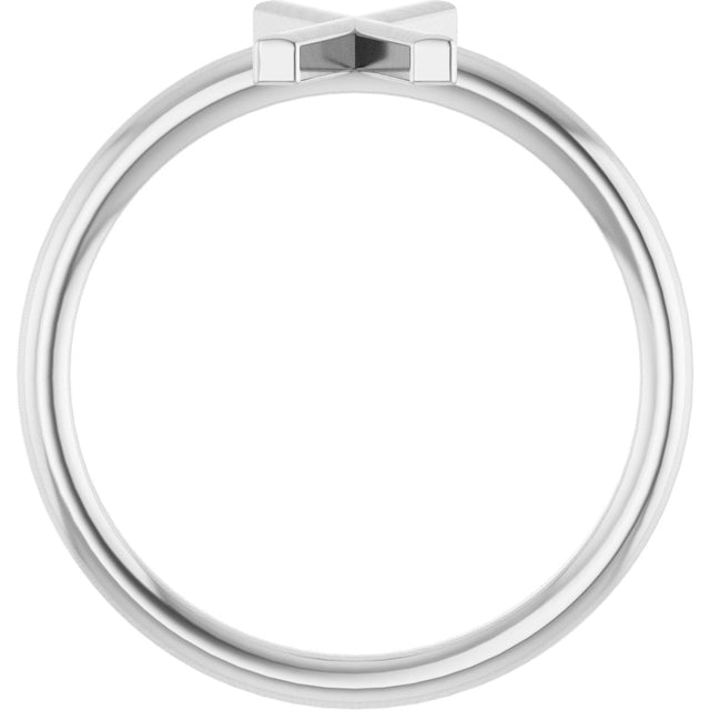 14K Gold Initial X Ring - White Gold - view 2