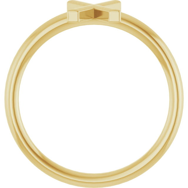 14K Gold Initial X Ring - Yellow Gold - view 2