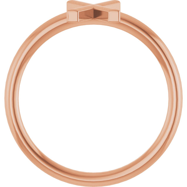 14K Gold Initial X Ring - Rose Gold - view 2