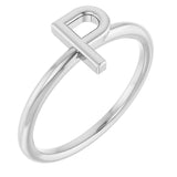 14K Gold Initial P Ring - White Gold