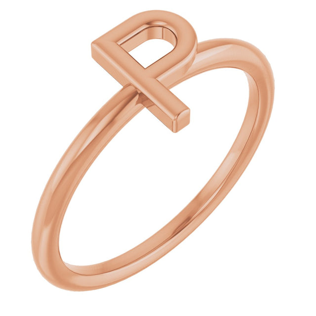 14K Gold Initial P Ring - Rose Gold
