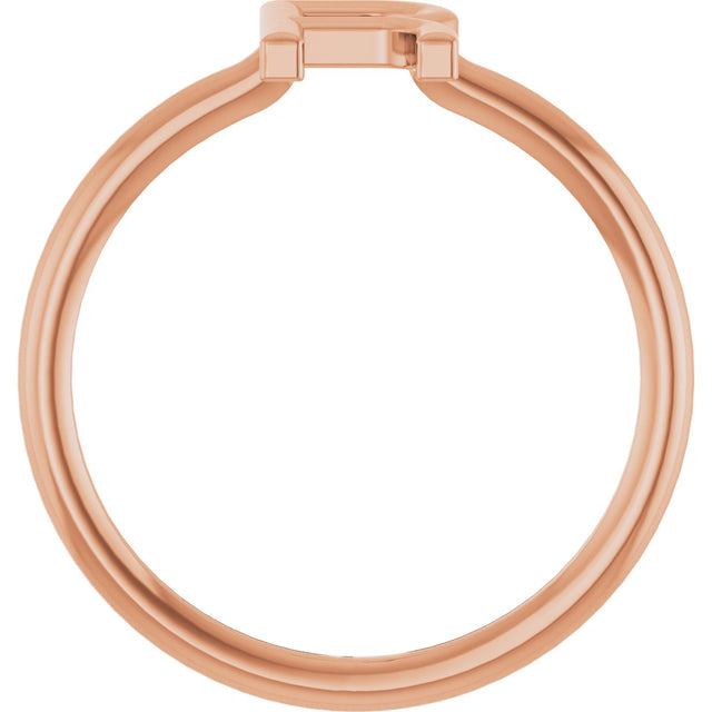 14K Gold Initial Ring - Rose Gold - view 2