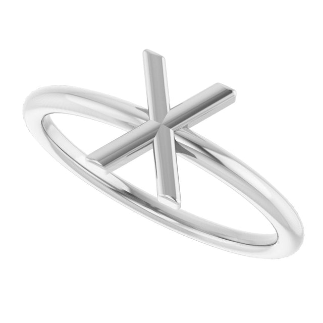 14K Gold Initial X Ring - White Gold - view 5