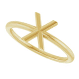 14K Gold Initial X Ring - Yellow Gold - view 5