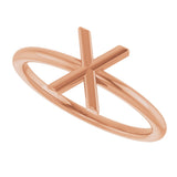14K Gold Initial X Ring - Rose Gold - view 5