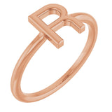 14K Gold Initial Ring - Rose Gold