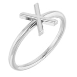 14K Gold Initial X Ring - White Gold