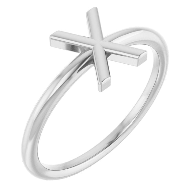 14K Gold Initial X Ring - White Gold