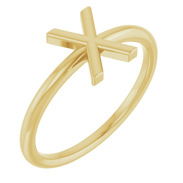 14K Gold Initial X Ring - Yellow Gold