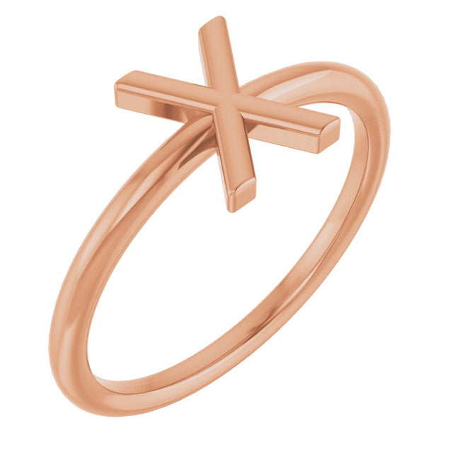 14K Gold Initial X Ring - Rose Gold