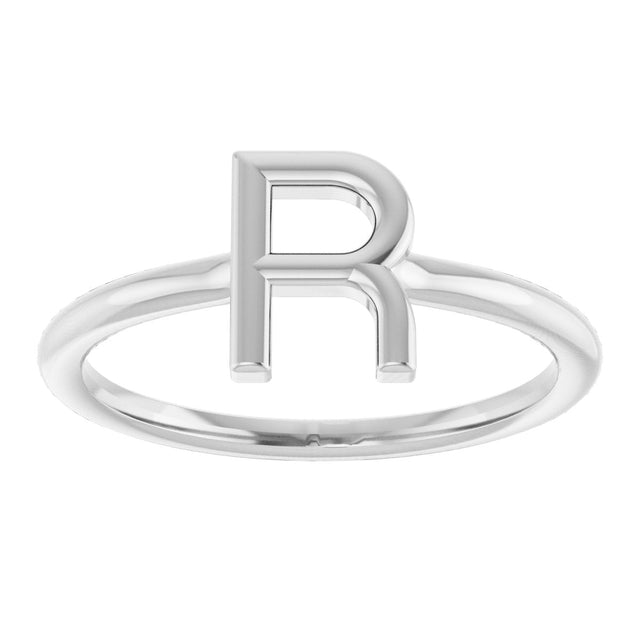14K Gold Initial Ring - White Gold - view 3