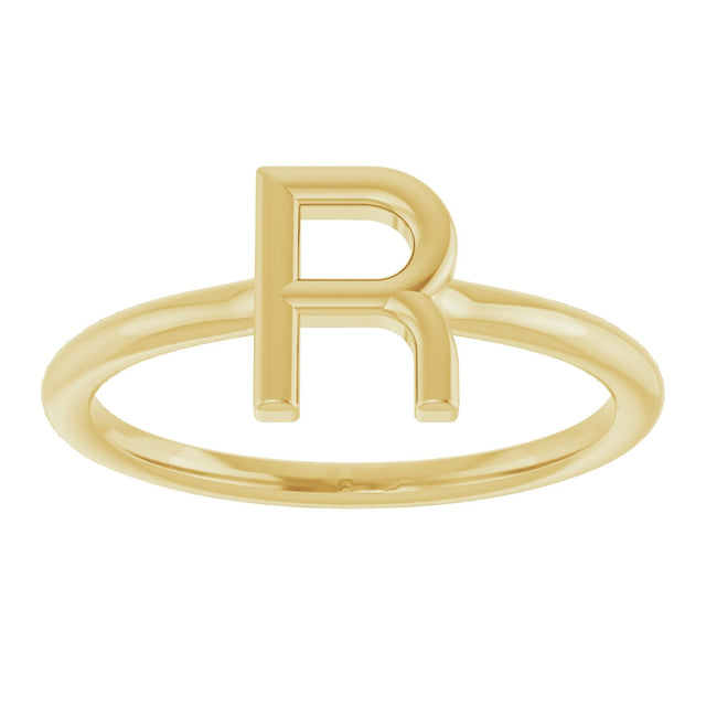 14K Gold Initial Ring - Yellow Gold - view 3