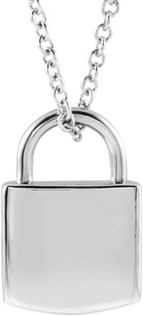 Platinum Engravable Lock Necklace or Pendant