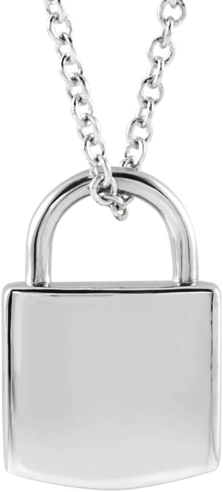 Platinum Engravable Lock Necklace or Pendant