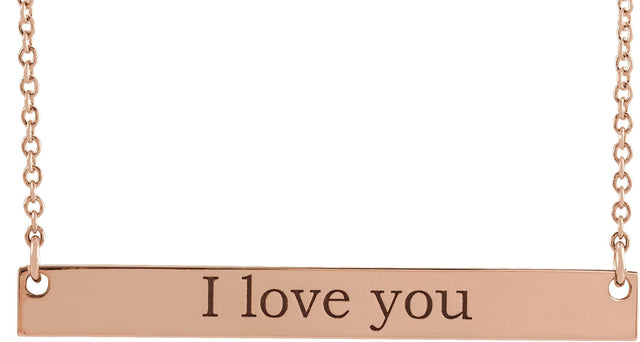 14K Gold Engravable Bar Necklace – 26x3.5mm - Rose Gold - view 6