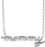 14K Gold Petite Mommy Script Necklace - White Gold