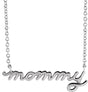 14K Gold Petite Mommy Script Necklace - White Gold