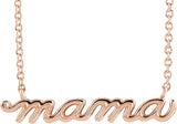 14K Gold Petite Mama Script Necklace - Rose Gold