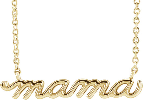 10K Gold Petite Mama Script Necklace - Yellow Gold