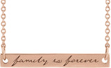 14K Gold Family is Forever Bar Necklace - Rose Gold