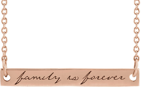 14K Gold Family is Forever Bar Necklace - Rose Gold