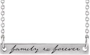 Platinum Family is Forever Bar Necklace