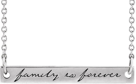 Platinum Family is Forever Bar Necklace