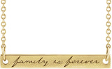 14K Gold Family is Forever Bar Necklace - Yellow Gold