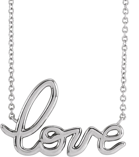 14K Gold Love Necklace – 21.76x13.8mm - White Gold