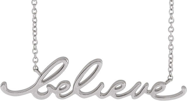 14K Gold Believe Necklace - White Gold