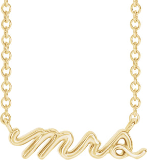 14K Gold Mrs Necklace - Yellow Gold