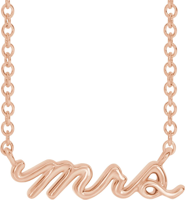 14K Gold Mrs Necklace - Rose Gold