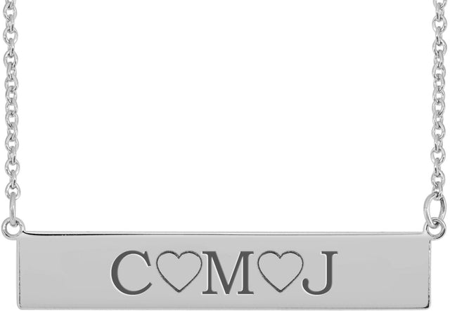 14K Gold Be Posh Engravable Bar Necklace - White Gold - view 3