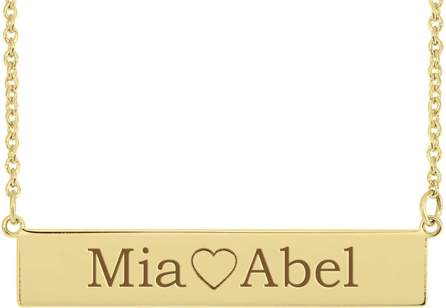 14K Gold Be Posh Engravable Bar Necklace - Yellow Gold - view 5