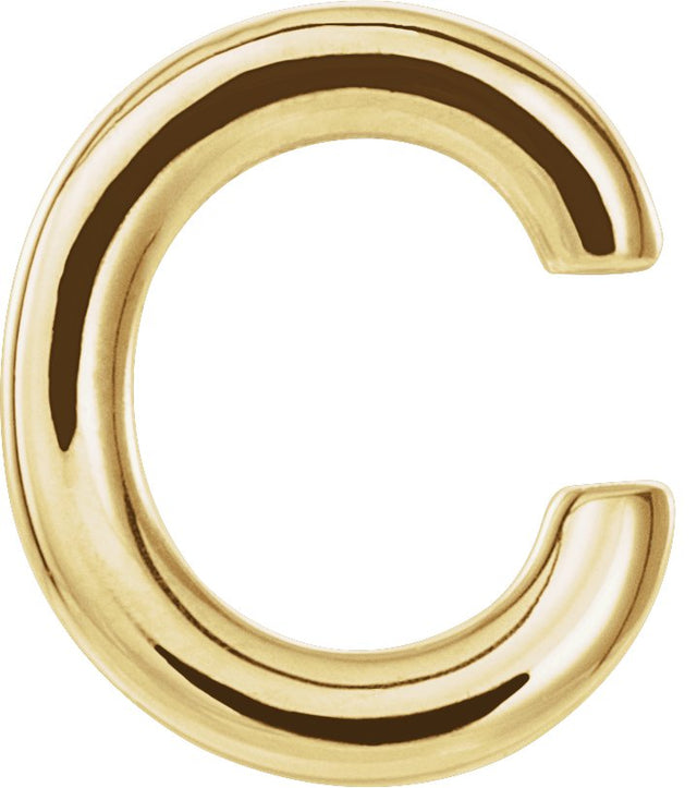 14K Gold Initial C Single Earring - Yellow Gold