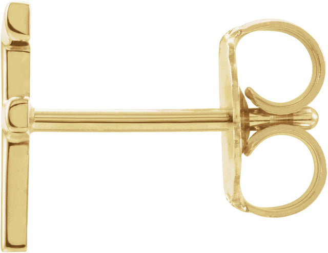 14K Gold Initial F Single Earring - Yellow Gold - view 2
