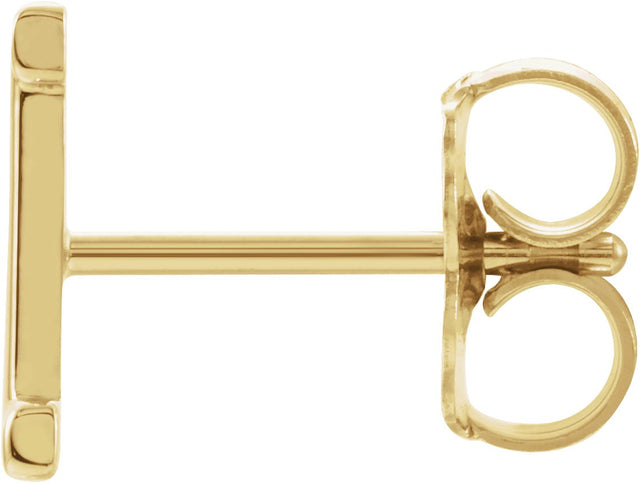 14K Gold Initial I Single Earring - Yellow Gold - view 2