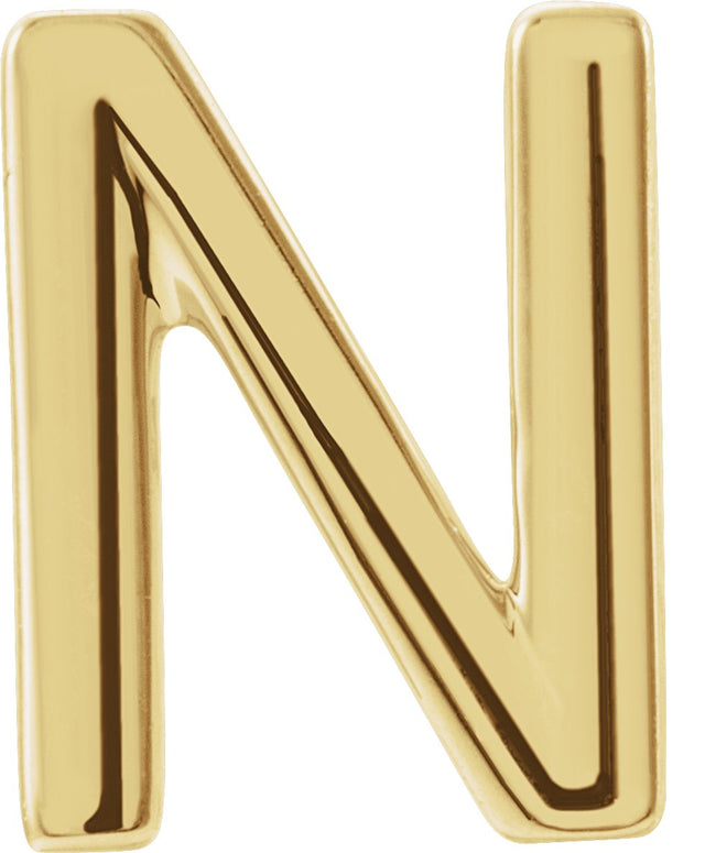 14K Gold Initial N Single Earring - Yellow Gold