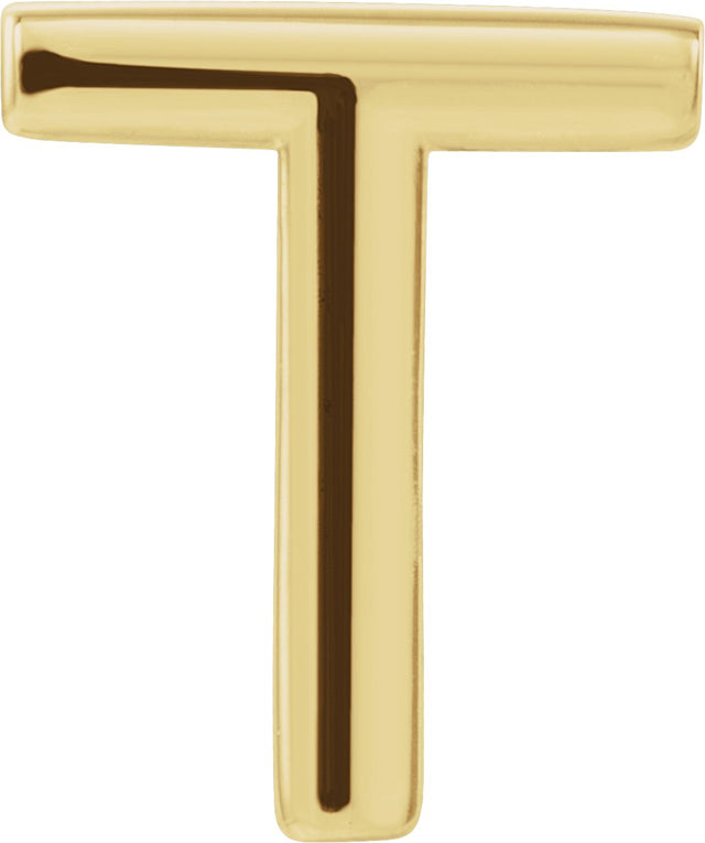 14K Gold Initial T Single Earring - Yellow Gold