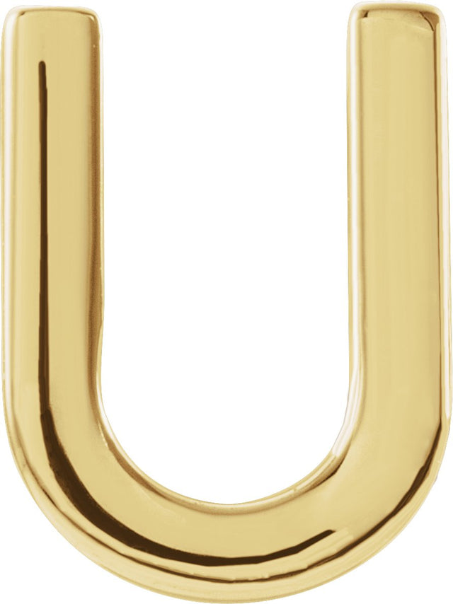 14K Gold Initial U Single Earring - Yellow Gold