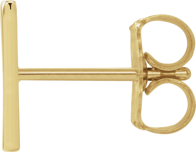 14K Gold Initial V Single Earring - Yellow Gold - view 2